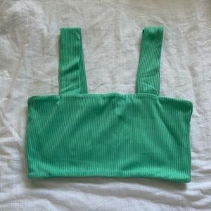 Bright green ribbed tank top